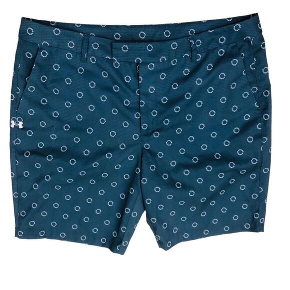 Under Armour  Heat Gear All Over Logo Print Flat Front Men’s Shorts Sz L - Picture 1 of 9